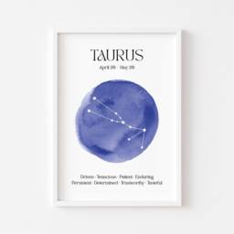 Taurus Zodiac Print - Astrology Prints Star Wall Art Celestial Sign Spiritual Poster Constellation Venus Earth - thumbnail 2