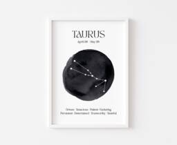 Taurus Zodiac Print - Astrology Prints Star Wall Art Celestial Sign Spiritual Poster Constellation Venus Earth - thumbnail 1