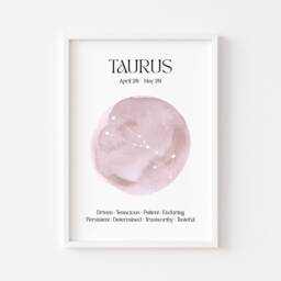 Taurus Zodiac Print - Astrology Prints Star Wall Art Celestial Sign Spiritual Poster Constellation Venus Earth - thumbnail 3