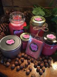 Cranberry Chutney, Hand Made, Poured, All Natural 100% Soy, Set Of Six Candles in Apothecary, Mason Canning, Hex Jars & Metal Tins - thumbnail 1