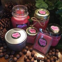 Cranberry Chutney, Hand Made, Poured, All Natural 100% Soy, Set Of Six Candles in Apothecary, Mason Canning, Hex Jars & Metal Tins - thumbnail 2