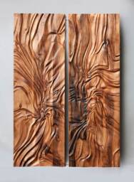 Large Size Wood Sculpture, Us Delivery Duty Paid, Wall Art, Modern Organic Relief Dagna 2 Diptych, Statement Art - thumbnail 1