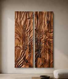 Large Size Wood Sculpture, Us Delivery Duty Paid, Wall Art, Modern Organic Relief Dagna 2 Diptych, Statement Art - thumbnail 1