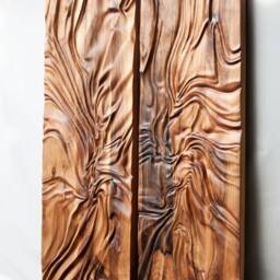 Large Size Wood Sculpture, Us Delivery Duty Paid, Wall Art, Modern Organic Relief Dagna 2 Diptych, Statement Art - thumbnail 3