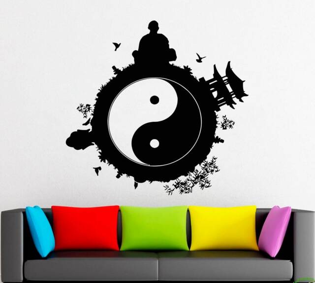 Yin Yang Vinyl Wall Decal Floral Taoism Sticker - image 1