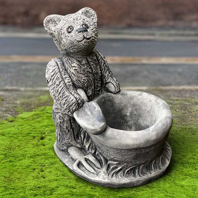 Concrete Bear Planter Statue Stone With Pot Figurine Garden Flower Ornament Cement Front Door Decor Handmade Art Lover Gift - image 1