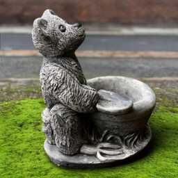 Concrete Bear Planter Statue Stone With Pot Figurine Garden Flower Ornament Cement Front Door Decor Handmade Art Lover Gift - thumbnail 4