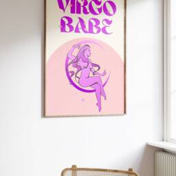 Virgo Star Sign Print - Virgo Babe, Zodiac Art, Colourful Astrology Poster, Retro Sign, Bright Bold Pastel, Y2K 90's, Funky Groovy Gift - thumbnail 2
