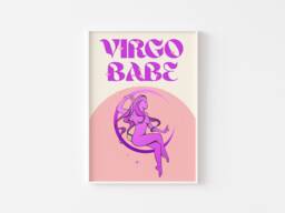 Virgo Star Sign Print - Virgo Babe, Zodiac Art, Colourful Astrology Poster, Retro Sign, Bright Bold Pastel, Y2K 90's, Funky Groovy Gift - thumbnail 1