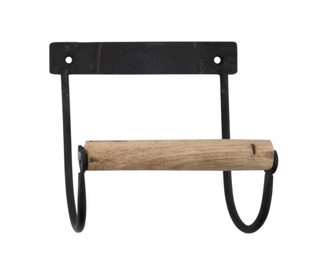 Ib Laursen Toilet Paper Holder Black Metal Wood Wc Roll Vintage Country House Industrial - image 1