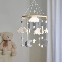 Cloud Mobile/Baby Felt Mobile/Nursery Star Mobile/ Handmade Mobile/ Baby Mobile/Crib Crib Decoration/ - thumbnail 2