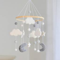 Cloud Mobile/Baby Felt Mobile/Nursery Star Mobile/ Handmade Mobile/ Baby Mobile/Crib Crib Decoration/ - thumbnail 3