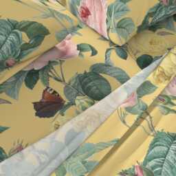 Floral Sheets - Belles Fleurs Jolie Rayure By Peacoquettedesigns Botanical Vintage Inspired Cotton Sateen Sheet Set Bedding Spoonflower - thumbnail 2