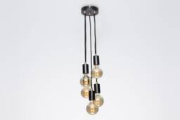 Bjorn 5-Port Ceiling Pendant Lamp Black Textile Cable Raw Brass - thumbnail 1