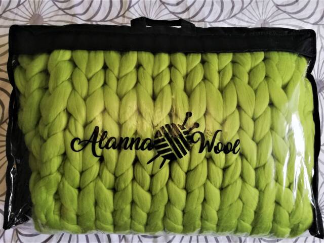 Chunky Knit Merino Wool Blanket, Super Bulky Throw - 40x80 - image 1