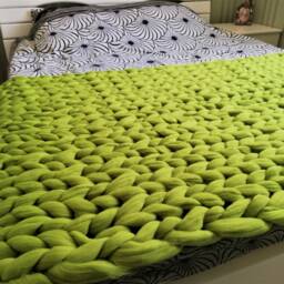 Chunky Knit Merino Wool Blanket, Super Bulky Throw - 40x80 - thumbnail 2
