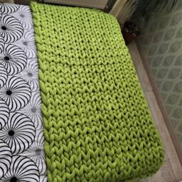 Chunky Knit Merino Wool Blanket, Super Bulky Throw - 40x80 - thumbnail 4