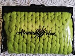 Chunky Knit Merino Wool Blanket, Super Bulky Throw - 40x80