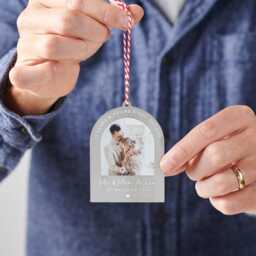 Personalised Eleven Year Anniversary Steel Photo Christmas Decoration, Couples Keepsake, Bauble, Gift For Wife & Husband