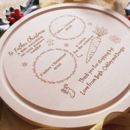 Personalised Santa Plate, Handcrafted Round Christmas Eve Treat Board, Engraved Beech Wood, Custom Message, Festive Holiday Keepsake - thumbnail 4