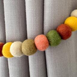 Jungle Safari Felt Ball Curtain Tie Backs - Pom Hold Custom Ties Nursery Decor Baby Gift Colourful Pull - thumbnail 3