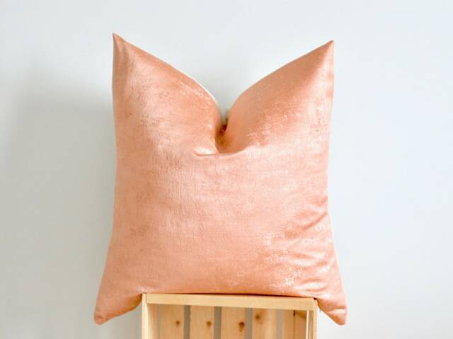 Coral Pillow The Roisin Cover Pink Metallic Decorative Throw 18x18 - image 1