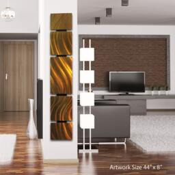 "Bronze Metal Wall Sculpture Modern Abstract Art Panel - 44"" X 8" - thumbnail 1