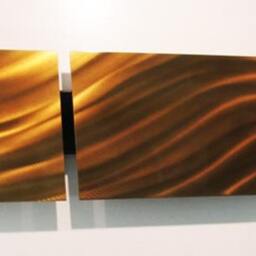 "Bronze Metal Wall Sculpture Modern Abstract Art Panel - 44"" X 8" - thumbnail 2