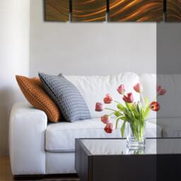 "Bronze Metal Wall Sculpture Modern Abstract Art Panel - 44"" X 8" - thumbnail 4