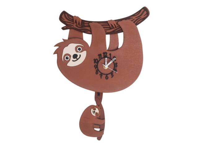 Sloth Personalised Wooden Pendulum Children's Clock - image 1