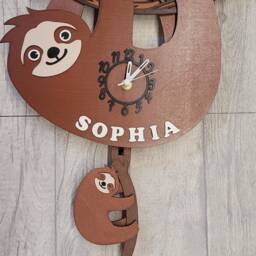 Sloth Personalised Wooden Pendulum Children's Clock - thumbnail 4
