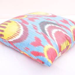 Handloom Ikat Pillow Cover, Multi Color Accent Cushion - 20x20 In - thumbnail 2