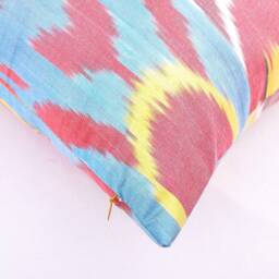 Handloom Ikat Pillow Cover, Multi Color Accent Cushion - 20x20 In - thumbnail 3