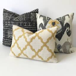 Golden Yellow Morrocan Geometric Boho Quatrefoil Tile Decorative Pillow Cover - thumbnail 4