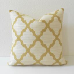 Golden Yellow Morrocan Geometric Boho Quatrefoil Tile Decorative Pillow Cover - thumbnail 3