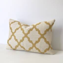 Golden Yellow Morrocan Geometric Boho Quatrefoil Tile Decorative Pillow Cover - thumbnail 2