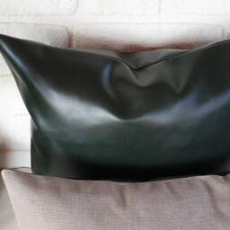 Bio Flora Recycled Green Faux Leather Pillow Cover/Scandinavian Home Decor/Bronze Studs-1Qty - thumbnail 3