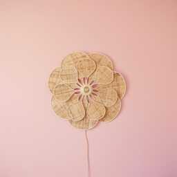 14 Petal Linen & Rattan Flower Wall Light - Chandelier Lamp Handcrafted - thumbnail 4