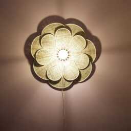 14 Petal Linen & Rattan Flower Wall Light - Chandelier Lamp Handcrafted - thumbnail 2