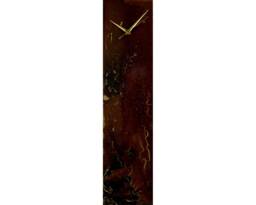 Dark Maroon Burgundy Red & Gold Modern Wall Clock Abstract Home Decor, Unique Glass Art For Office Desk Or Kitchen - thumbnail 1