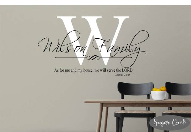 Personalized Family Name-Monogram-As For Me & My House We Will Serve The Lord-#1 - Vinyl Wall Decal - Words & Phrases - Joshua 2415 - image 1