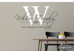 Personalized Family Name-Monogram-As For Me & My House We Will Serve The Lord-#1 - Vinyl Wall Decal - Words & Phrases - Joshua 2415 - thumbnail 1