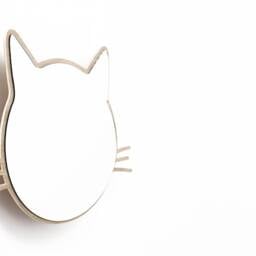 Safety Mirror Kitty With Led Light - Wall Decor Nursery Kid Wooden - thumbnail 2