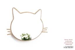Safety Mirror Kitty With Led Light - Wall Decor Nursery Kid Wooden - thumbnail 1