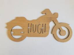 Personalised Name Motorbike-Bike-Motorcycle-Wooden Wall-Door Hanging-Lasercut-Bamboo-Custom Name-Wall Art-Baby Gift-Kids Gift-Decor