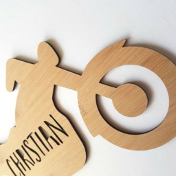 Personalised Name Motorbike-Bike-Motorcycle-Wooden Wall-Door Hanging-Lasercut-Bamboo-Custom Name-Wall Art-Baby Gift-Kids Gift-Decor - thumbnail 3