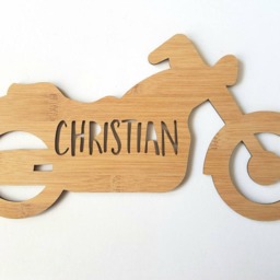 Personalised Name Motorbike-Bike-Motorcycle-Wooden Wall-Door Hanging-Lasercut-Bamboo-Custom Name-Wall Art-Baby Gift-Kids Gift-Decor - thumbnail 2