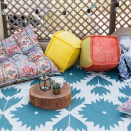 Teal Bustan Flatwoven Wool Kilim Rug Southwestern Floral Area Accent Runner Off White Living Kids Dining Decor 2x3 5x8 8x10 9x12 - thumbnail 3