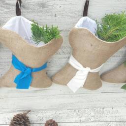 Big Bone Stocking, Dog Christmas Stocking, Linen Stockings, Puppy Dog Family Tan Handmade Stockings - thumbnail 2