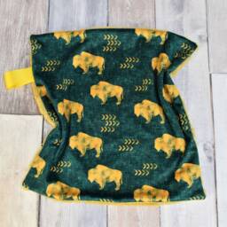 Bison Lovey - Green & Gold Mini Blanket Minky Baby Gift - thumbnail 2